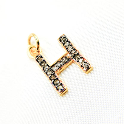 DC537. Diamond Sterling Silver Letter "H" Charm