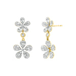 Load image into Gallery viewer, EFM52681. 14K Solid Gold Diamond Baguette Flower Dangle Earrings
