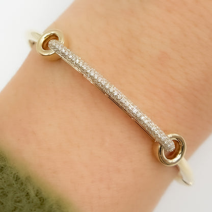 BNH68596. 14K Solid Gold Diamond Fancy Bangle