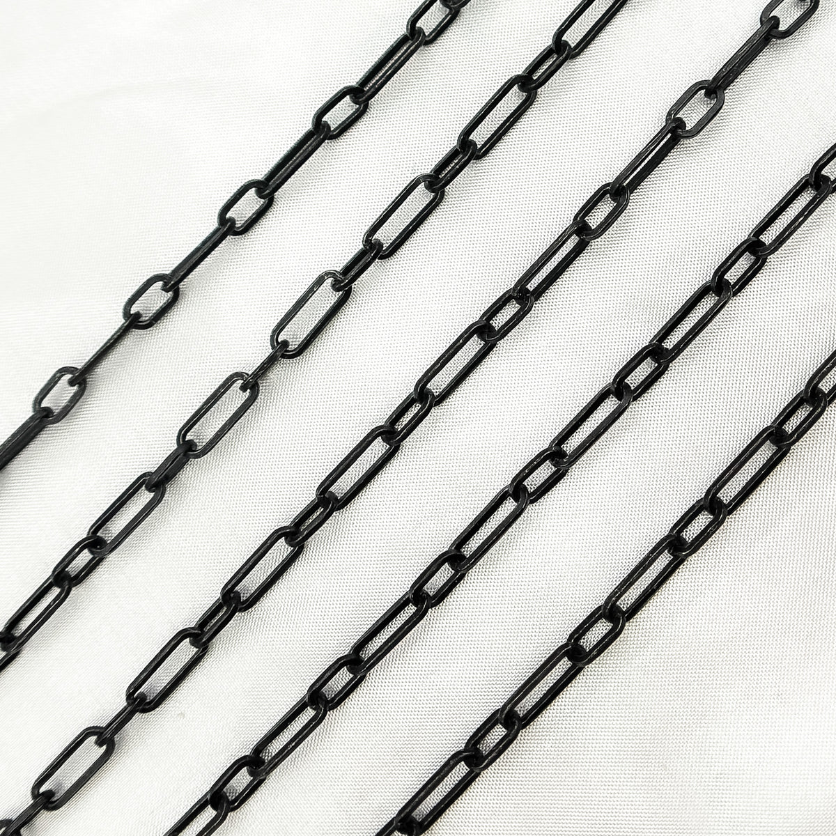 Black Rhodium Matt Sterling Silver Flat Paperclip Long and Short Chain