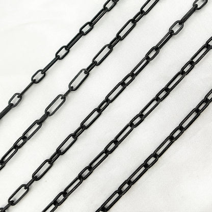 Black Rhodium Matt Sterling Silver Flat Paperclip Long and Short Chain