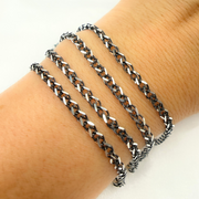 Black Rhodium 925 Sterling Silver Wheat Chain