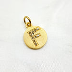 Load image into Gallery viewer, DC066. Diamond Sterling Silver Letter &quot;F&quot; Round Charm
