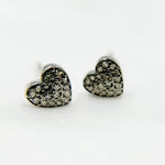 Load image into Gallery viewer, DE053. Pave Diamond Sterling Silver Heart Studs
