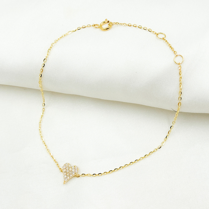 BR401902. 14k Solid Gold Diamond Heart Bracelet