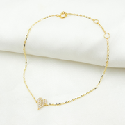 BR401902. 14k Solid Gold Diamond Heart Bracelet