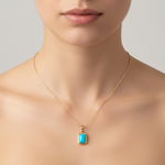 Load image into Gallery viewer, CMZ00366TQ8X6. 14K Solid Gold Rectangular-Shaped Turquoise Charm