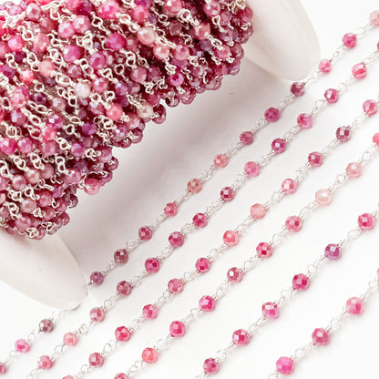 Shop Now Coated Red Quartz Sterling Silver Wire Wrap Chain