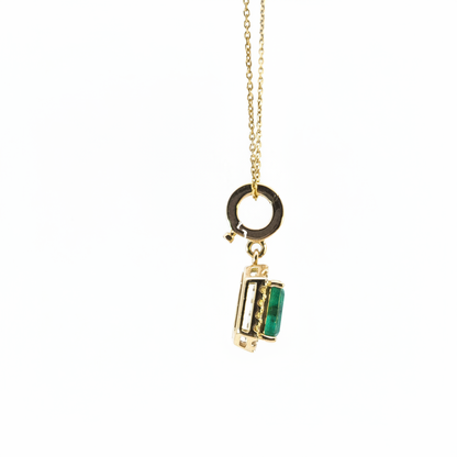 CMC00365EM6X4. 14K Solid Gold Rectangular-Shaped Emerald and Diamond Charm