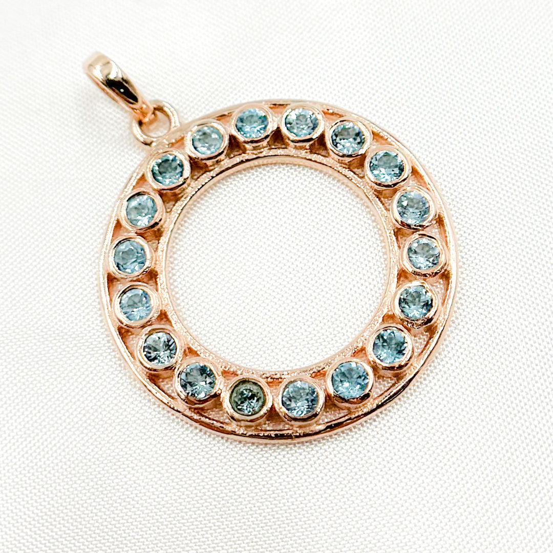 DSP040. Sterling Silver Round Pendant with Gemstone