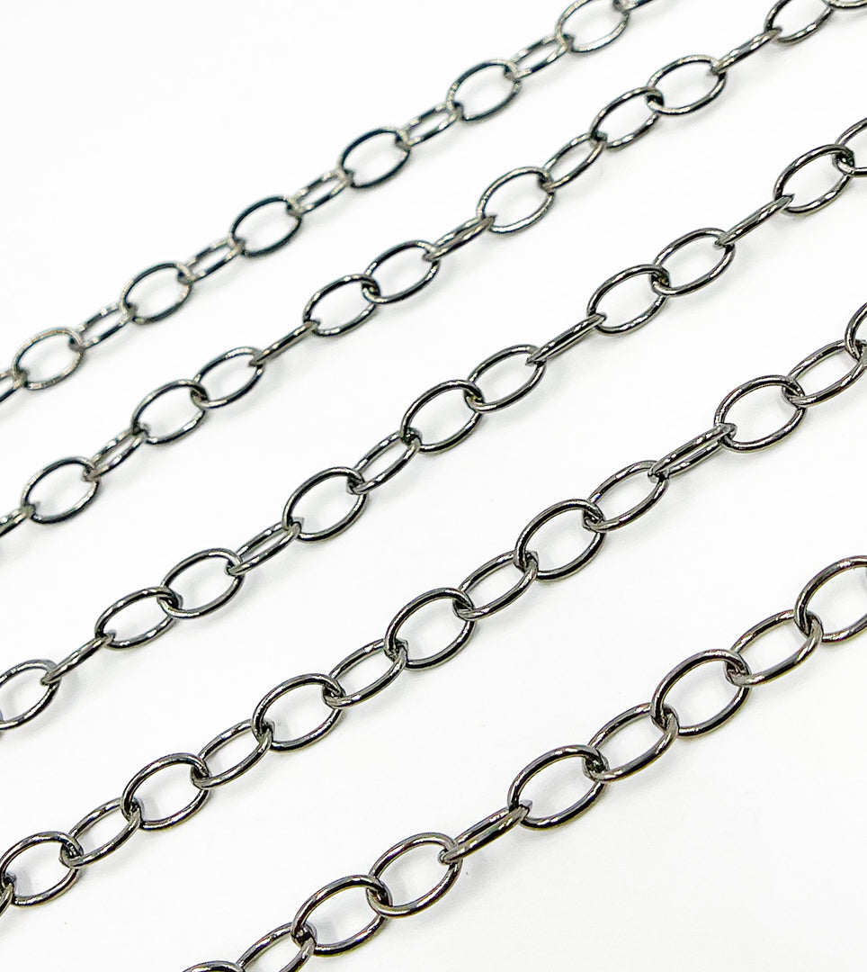 Black Rhodium 925 Sterling Silver Oval Link Chain. BR31