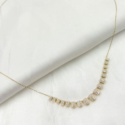 NK401351. 14K Solid Gold Diamond Rectangles Necklace