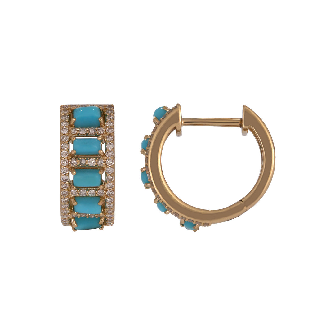 EHF57673TQ. 18K Solid Gold Diamond & Turquoise Earring