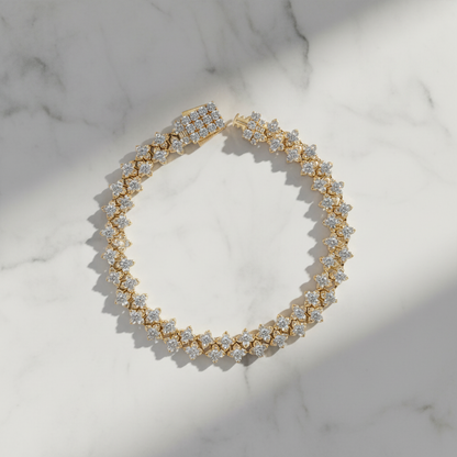 BFS61286. 14K Solid Yellow Gold Diamond Fancy Bracelet
