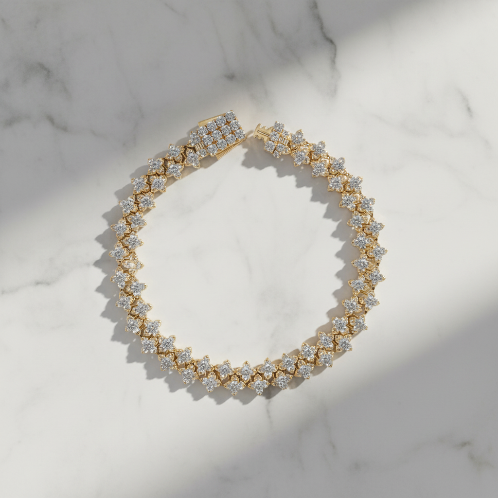 BFS61286. 14K Solid Yellow Gold Diamond Fancy Bracelet