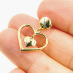 Load image into Gallery viewer, 14K Gold Dangle Earring with Two Hearts. GER115
