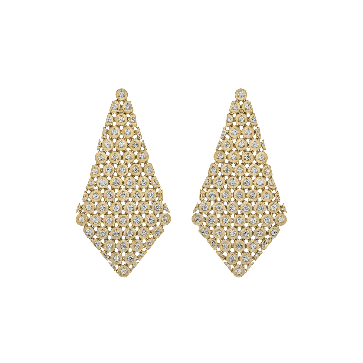 EFQ54092. 14K Solid Gold Mesh Earrings with Diamonds