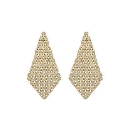 EFQ54092. 14K Solid Gold Mesh Earrings with Diamonds