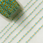 Load image into Gallery viewer, Gold Plated Enamel 925 Sterling Silver Turquoise Enamel Chain. V245TURGP
