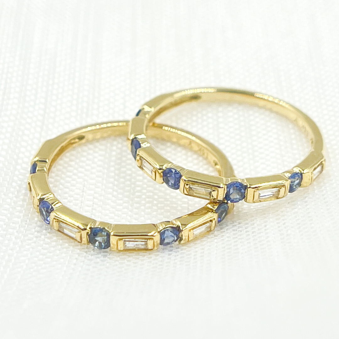 14K Solid Gold Diamond & Blue Sapphire Ring. RAA00669BS