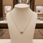 Load image into Gallery viewer, NFD70803. 14k Solid Yellow Gold, Diamonds &amp; Precious Stones Cable Link Evil Eye Necklace