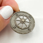 Load image into Gallery viewer, DP669. Diamond Sterling Silver Round Compass Pendant
