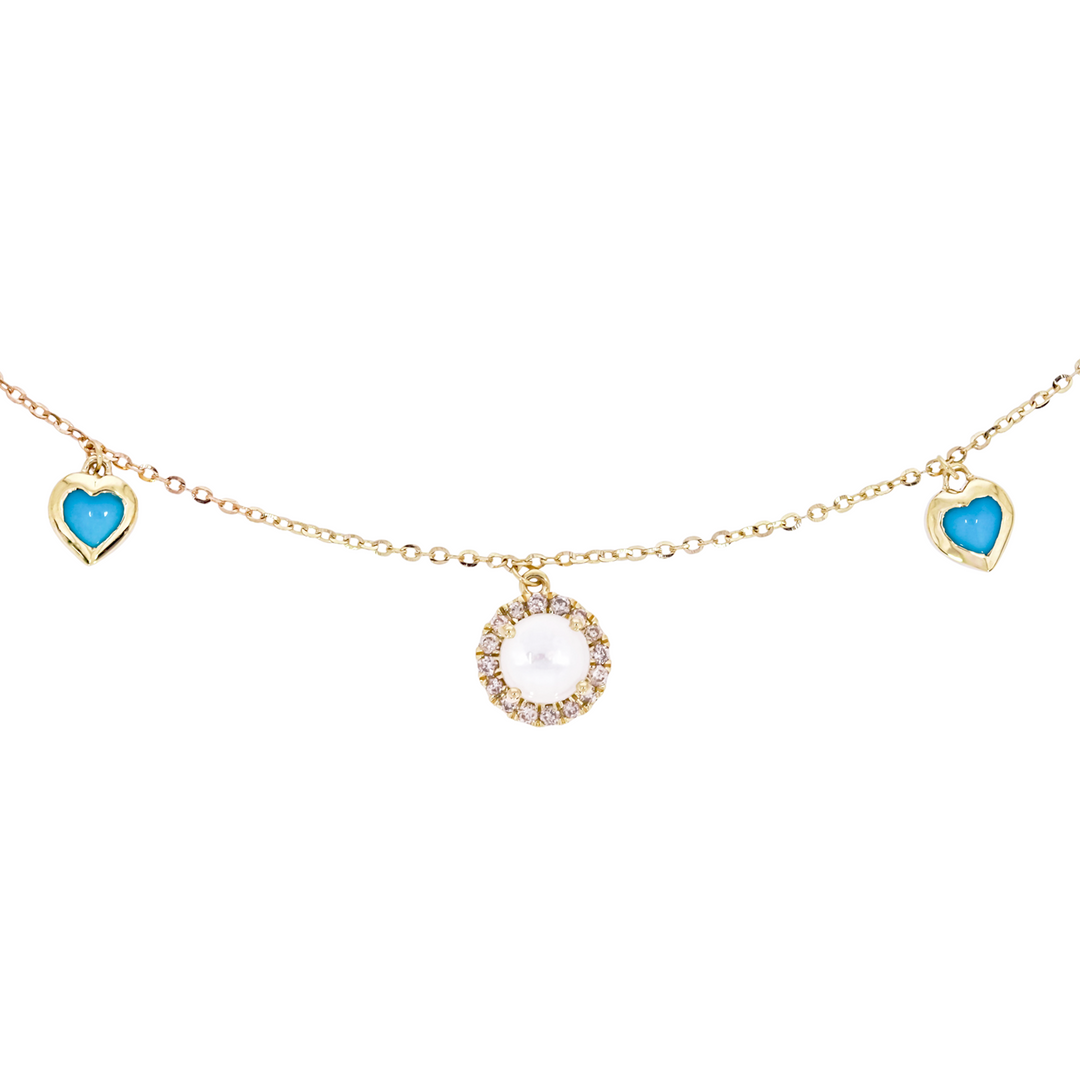 NFB71824PL. 14K Solid Gold Diamond and Gemstone Necklace