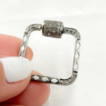 Load image into Gallery viewer, DC082A. Diamond Sterling Silver Square Enamel Carabiner Clasp
