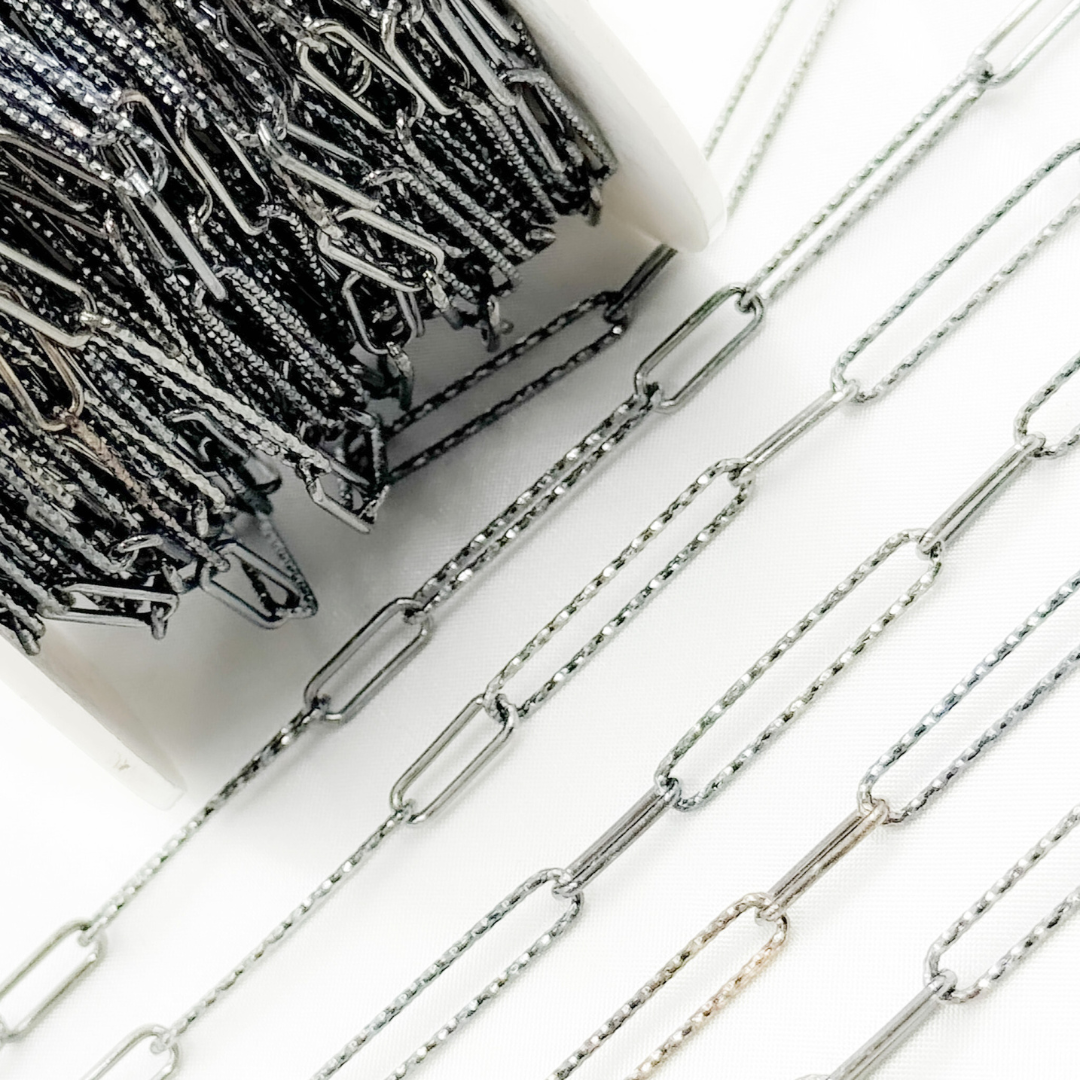 Black Rhodium 925 Sterling Silver Paperclip Chain