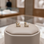 Load image into Gallery viewer, ER413639Y. 14k Solid Yellow Gold Diamond Triangle Studs