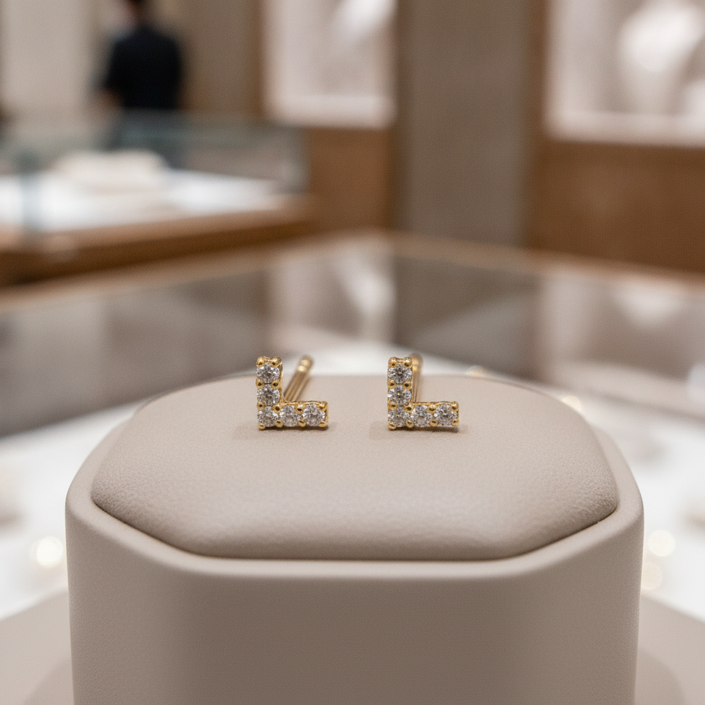 ER413639Y. 14k Solid Yellow Gold Diamond Triangle Studs