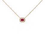 Load image into Gallery viewer, NT405922. 14K Solid Gold Octagon Gemstone Fancy Tiny Necklace