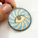 Load image into Gallery viewer, DP526A. Diamond Sterling Silver Round Eye Pendant with Gemstone
