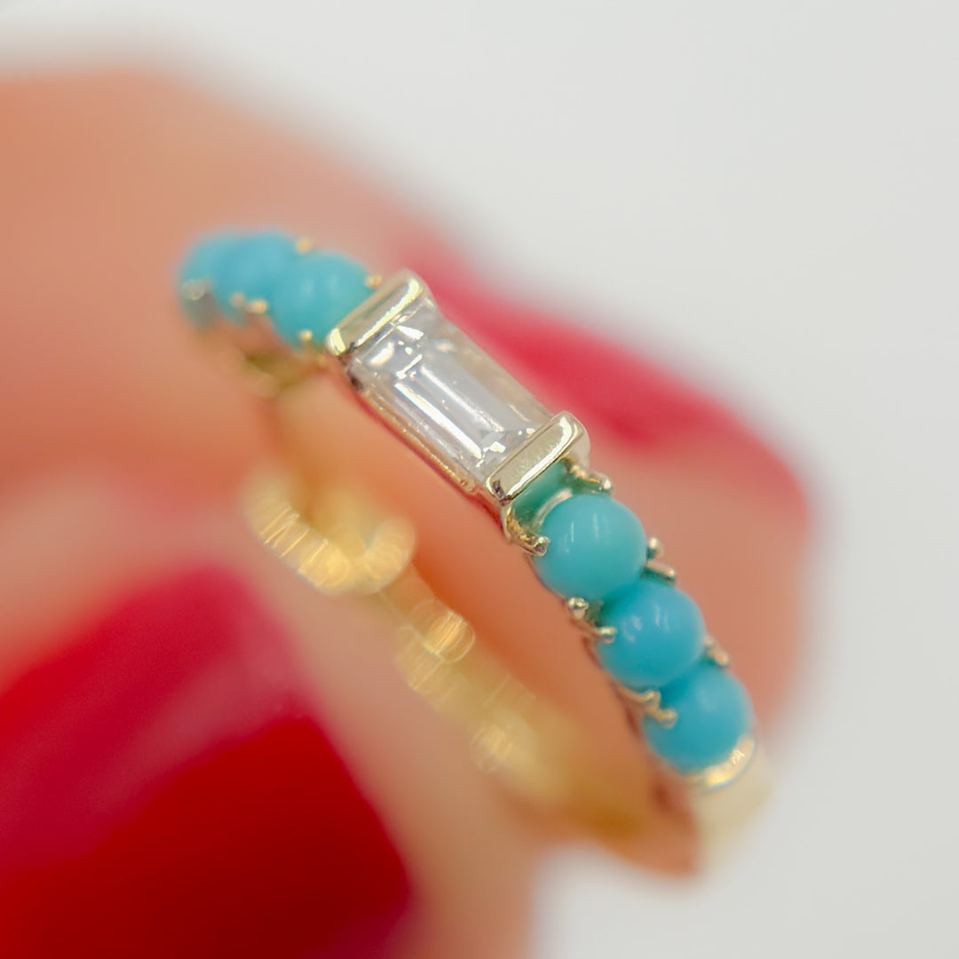 Gold Diamonds and Turquoise Hoops