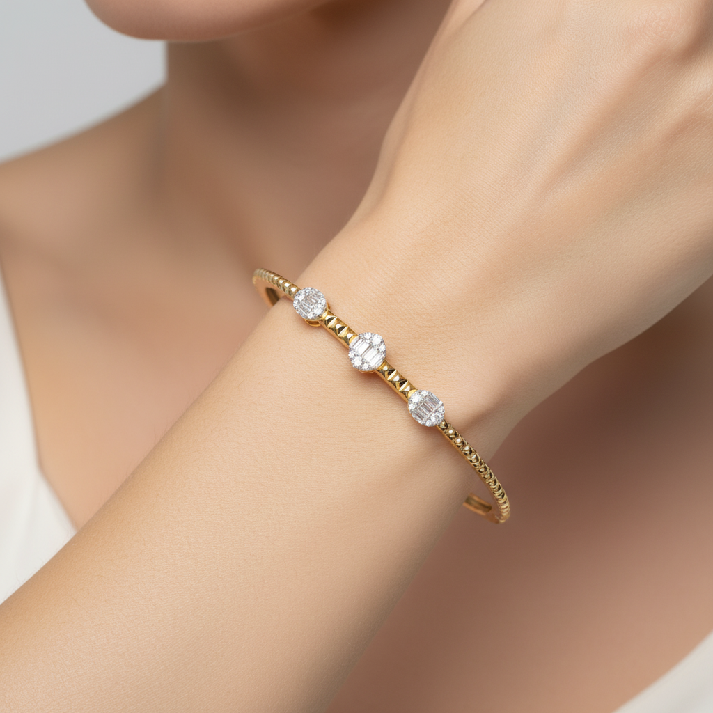 BND68392. 14K Solid Gold Diamond Bangle