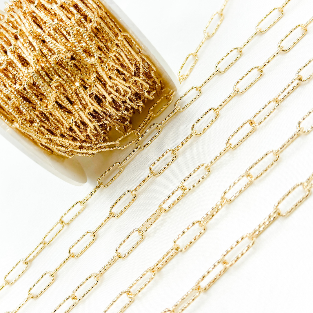 Gold Plated 925 Sterling Silver Diamond Cut Paperclip Chain