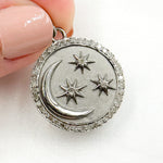 Load image into Gallery viewer, DP796. Diamond Sterling Silver Moon &amp; Star Round Pendant
