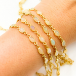 Load image into Gallery viewer, ETH13. Ethiopian Opal Oval Shape Bezel Gold Plated Wire Chain