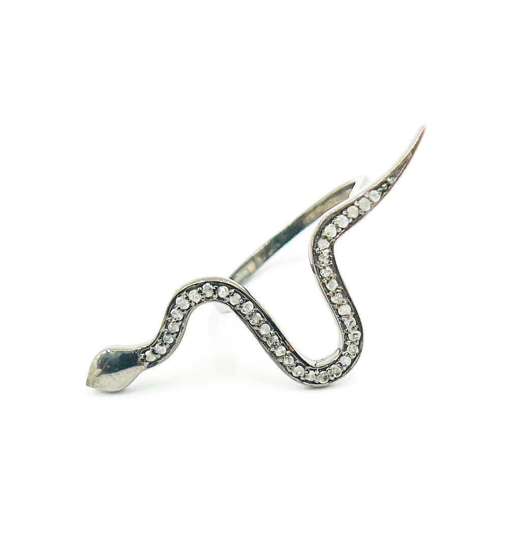 DR014. Diamond Sterling Silver Snake Ring