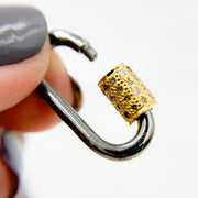 DC663. Diamond & Sterling Silver Oval Carabiner Clasp with Gemstone