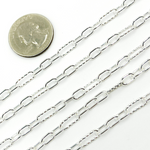 Load image into Gallery viewer, 925 Sterling Silver Diamond Cut &amp; 3 Smooth Links Paper Clip Chain. V143SS
