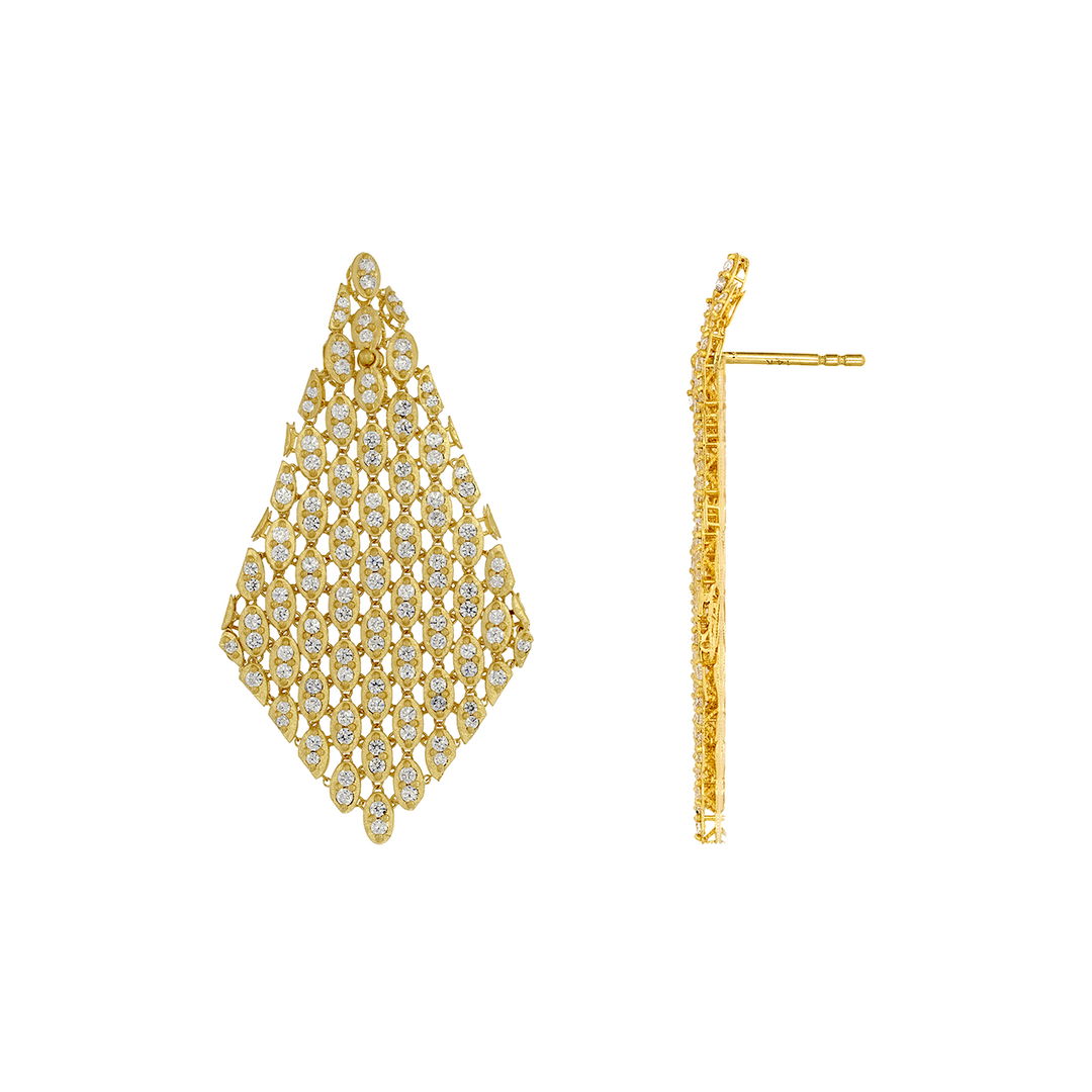 EFQ54094.14K Solid Gold Mesh Earrings with Diamonds