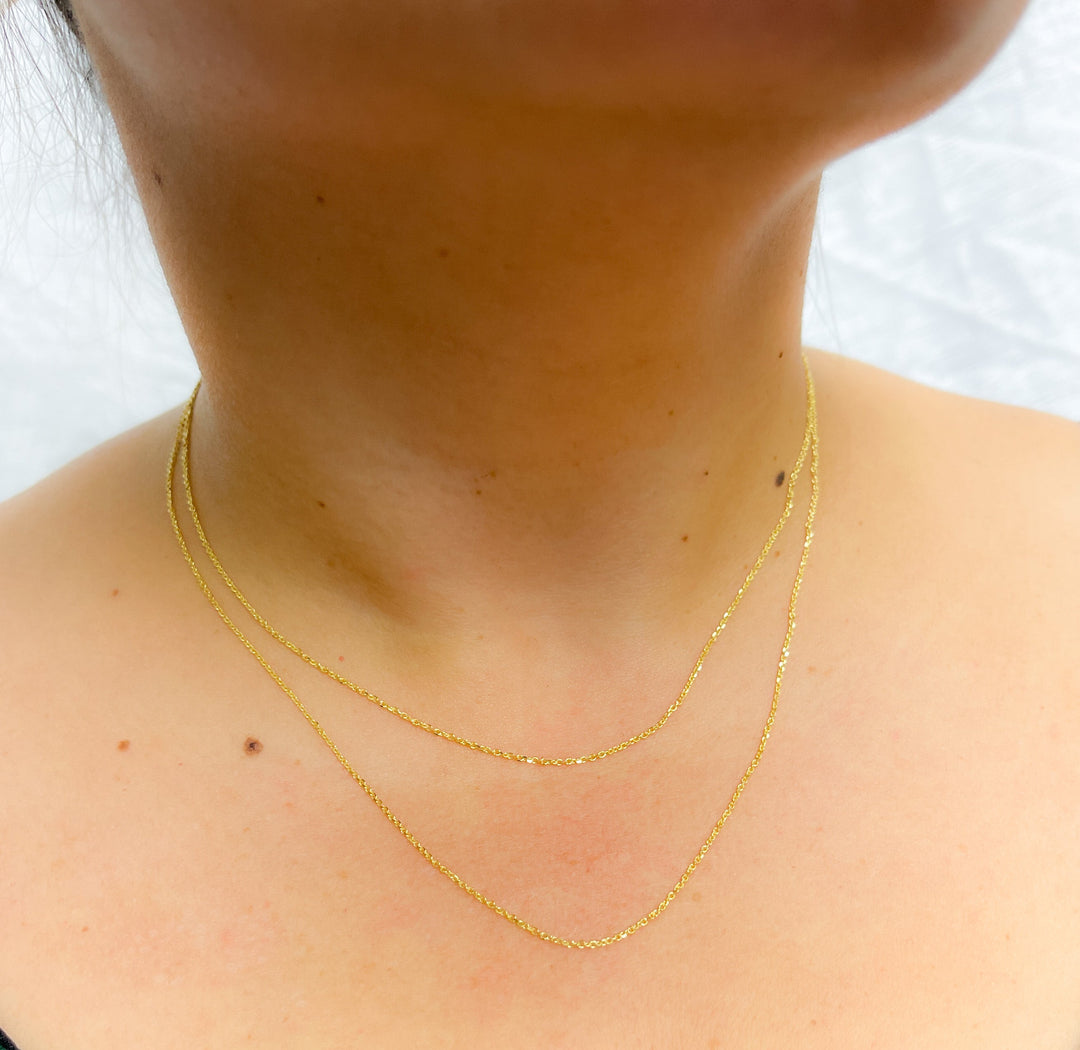 030KFS. 14K Solid Gold Cable Chain