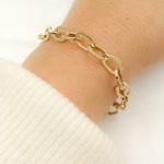 Load image into Gallery viewer, 568/A065/G Bracelet. 14K Solid Hollow Gold Flat Oval Link Bracelet
