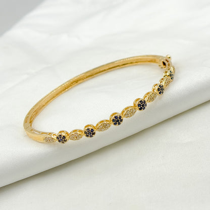 KG246. 14K Solid Gold Bangle with Diamonds and Stones