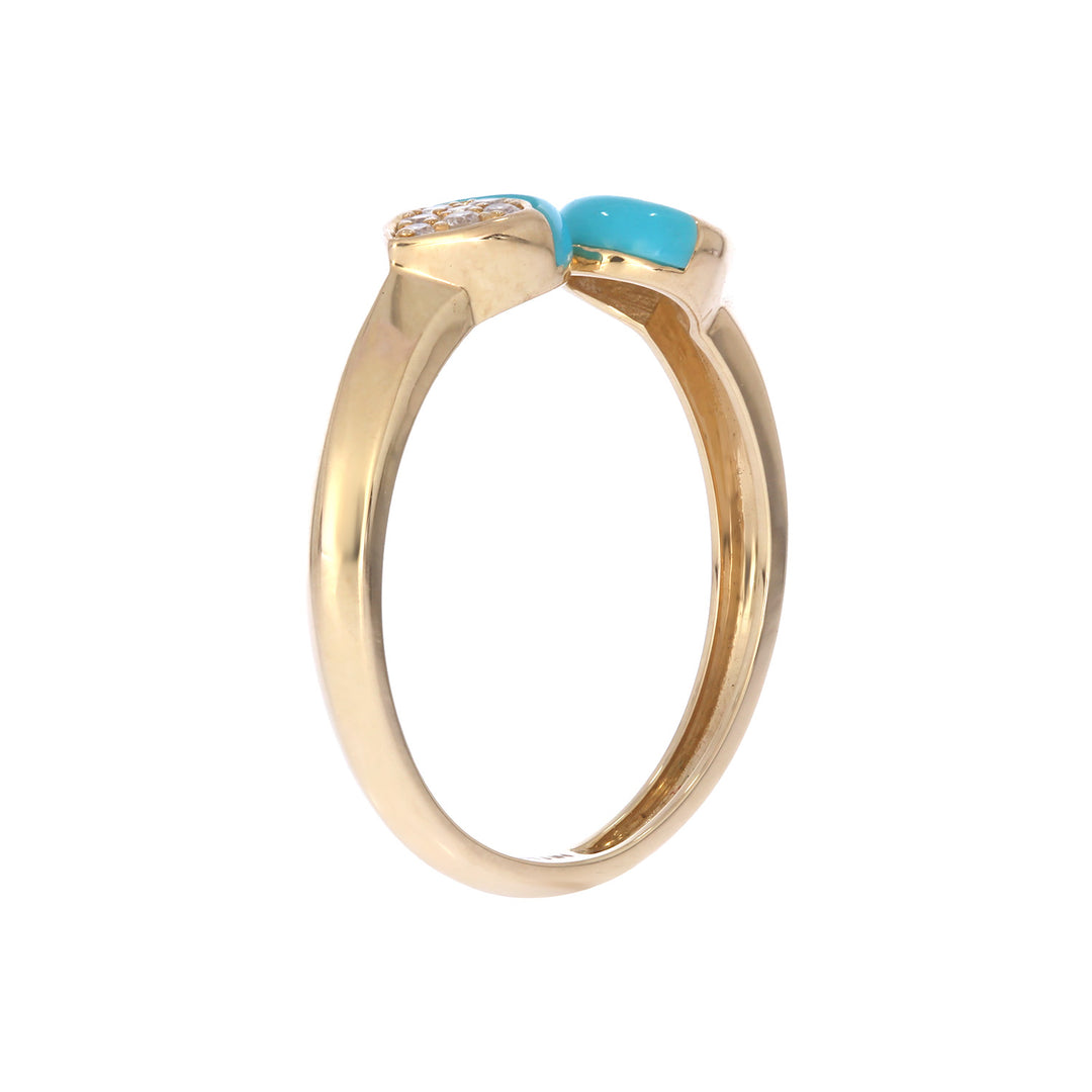 DRN05778TQ. 14k Solid Gold Turquoise and Diamond Fancy Ring