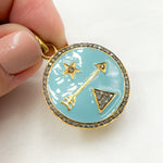 Load image into Gallery viewer, DP523A. Diamond Sterling Silver Round Enamel Pendant
