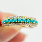 Load image into Gallery viewer, RAE02246TQ. 14k Solid Gold Turquoise and Diamond Band Ring