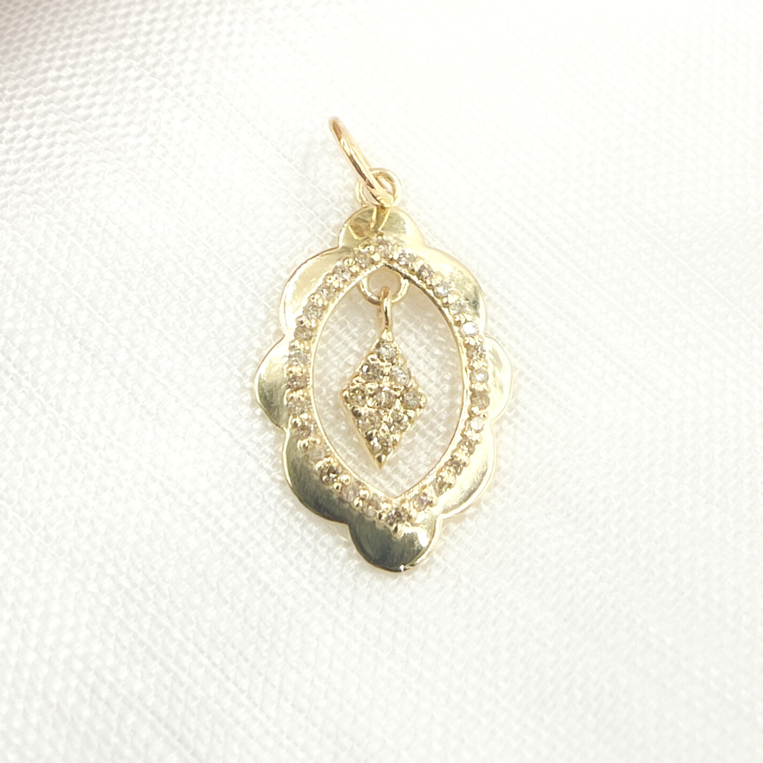 14K Solid Gold Diamond Organic Charm. GDP468