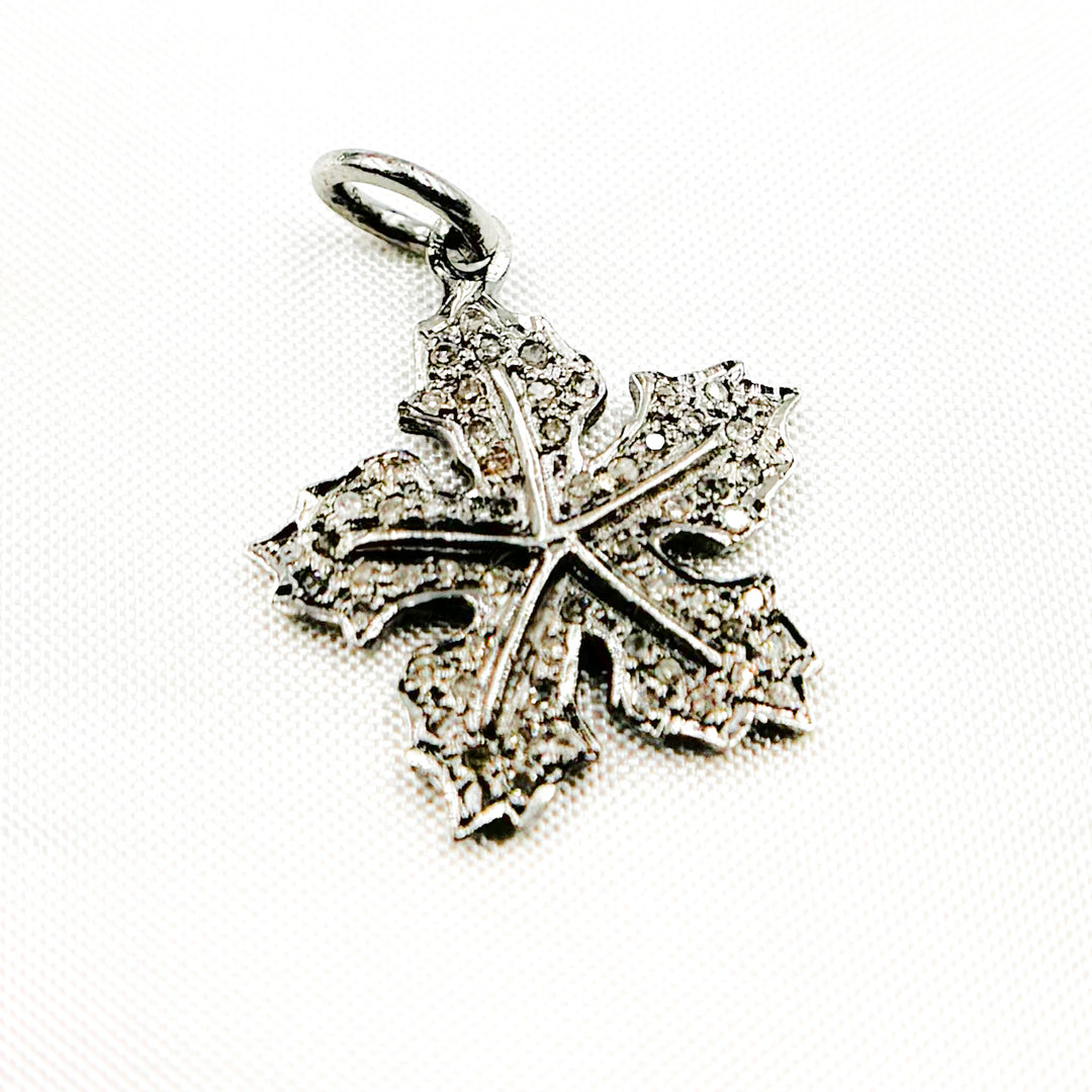 DC442. Diamond Sterling Silver Leaf Pendant